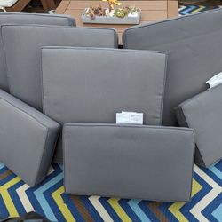 Outdoor Sectional and Chair Cushions | Gray  | Complete Set | No Wear, Rips, Or Snags!