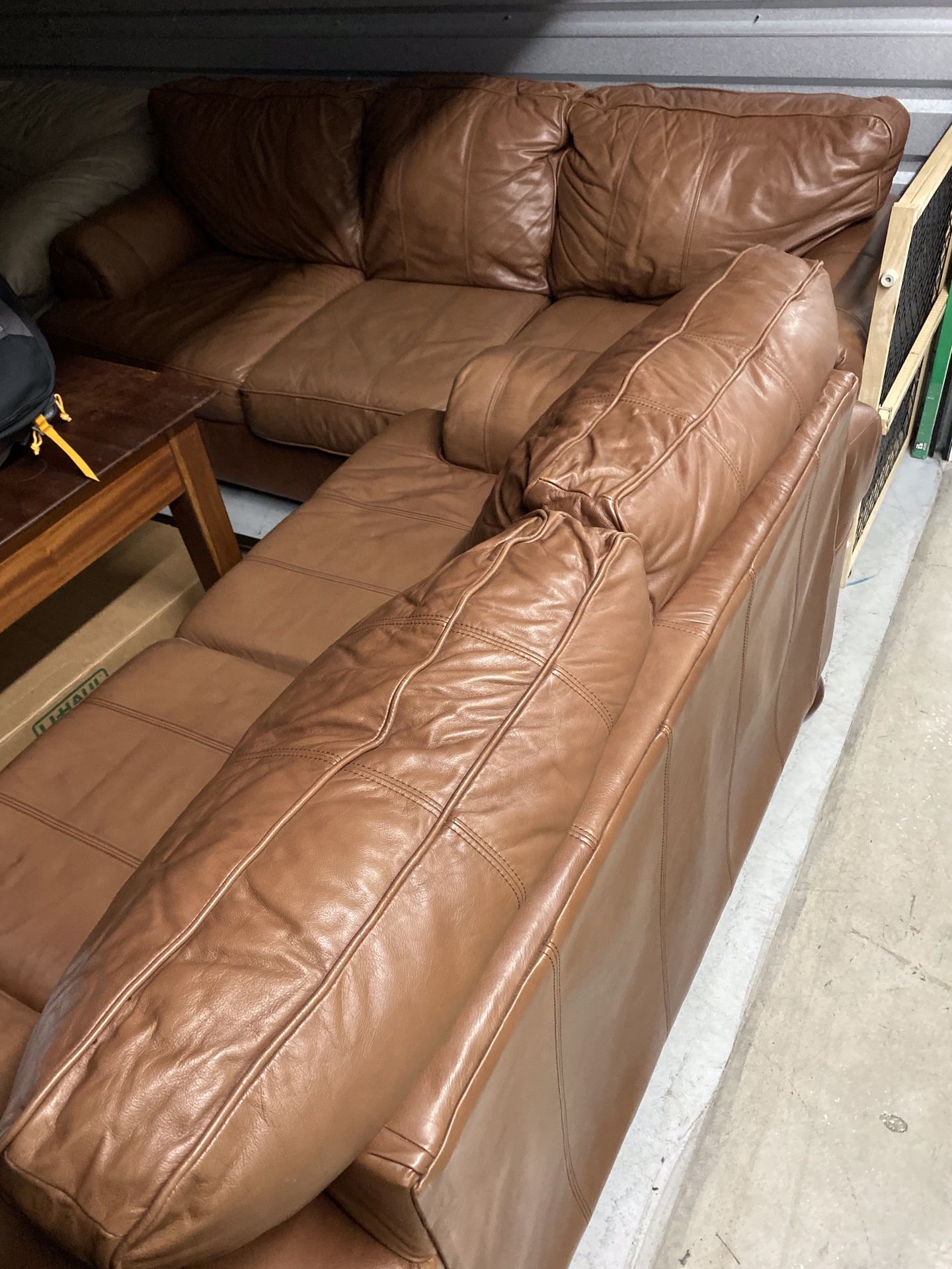 Leather couch and loveseat