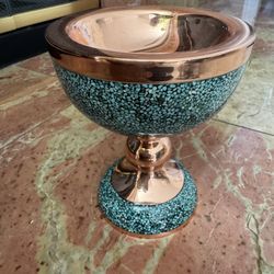 Turquoise Inlaid Copper Bowl
