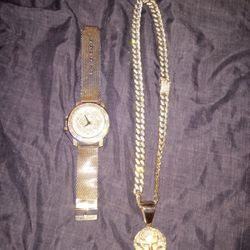 10kp Diamond Necklace With Medusa Medallion10kp Diamond Watch..