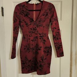 Windsor burgundy and black velvet mini dress 