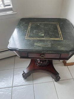 Antique Mahogany Side Table with Marble Top