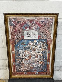 Vintage Early Ireland Poster 1998 Heritage Art Framed 33.5” x 23”