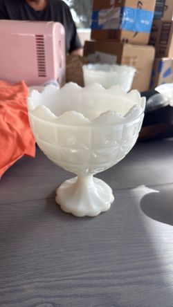 Milk Glass Pedestal Compote Bowl