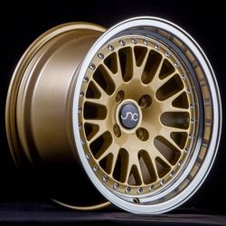 JNC001 Gold Machined Lip Wheels - 15"-18"