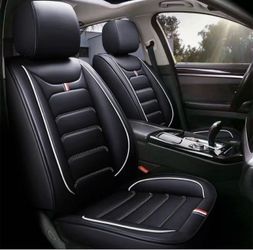 Universal Luxury PU Leather Car Seat Cover Full Set, Comfortable Car 5 Seat Covers Four Seasons For SUV, Sedan, Truck, Airbag Compatible