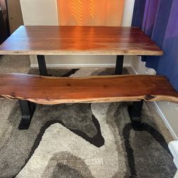 Live edge dining table and bench