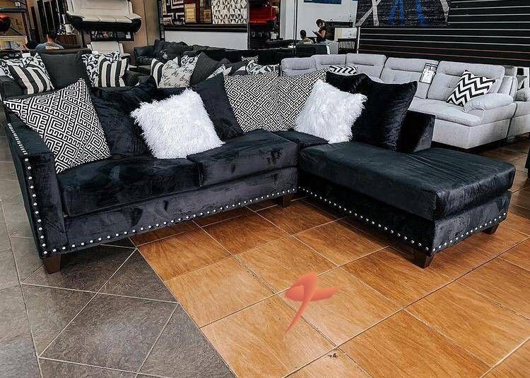 ☆ Black Velvet Raf SectionallSeccionallcouchh/Delivery Available/Ask For A DISCOUNT Code 👈/Home Decor/Financing OptionsHousehold Home Improvement