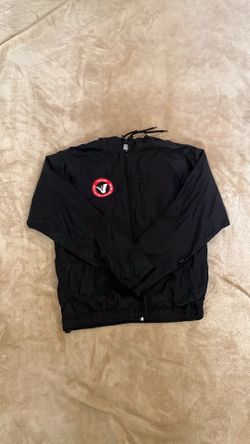 Rawlings Black Lightweight Hooded Windbreaker Jacket with Red Patch Detail