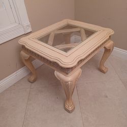  27.5 X 25 Inches   Solid  Wood  White  Wash  Side Table 