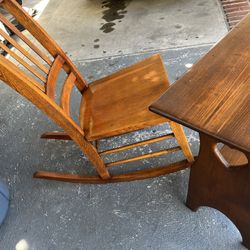 Antique Miniature Rocking Chair And Table 