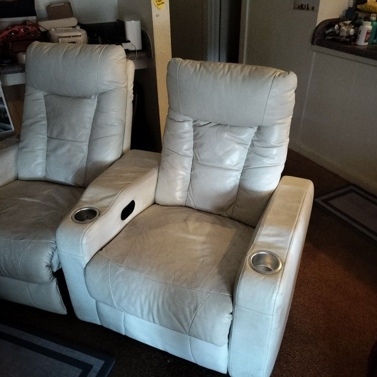 2 Leather Cream Chairs...