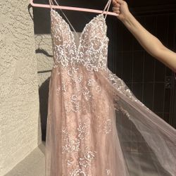 rose gold prom dress 