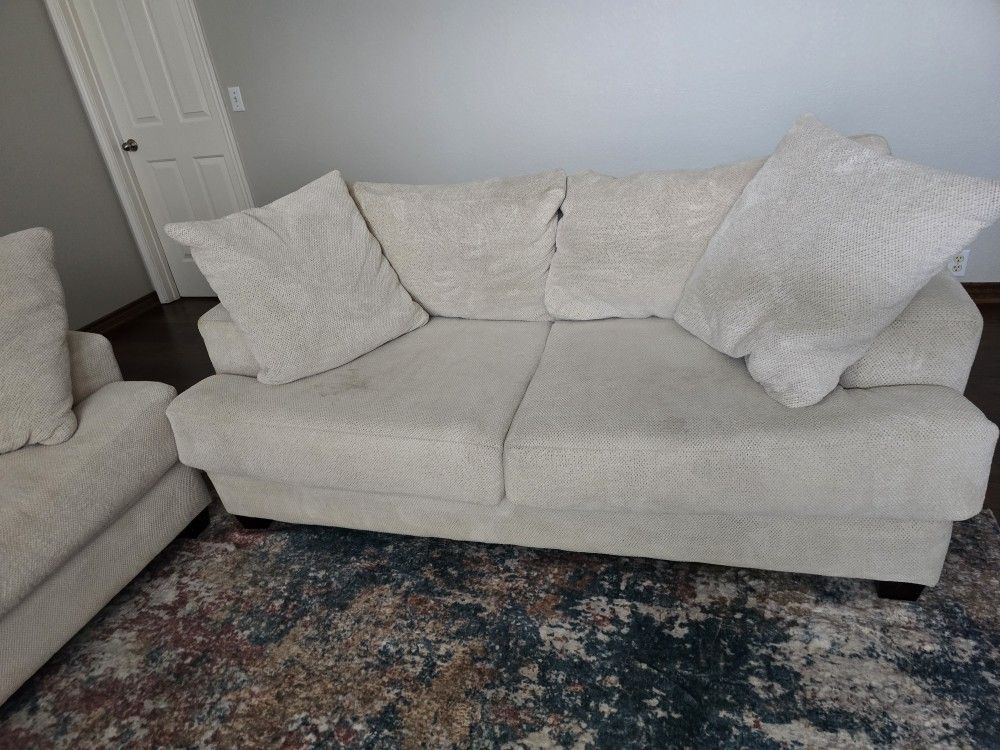 Must Go - Moving 4/30 - 2 piece (sofa is sold) love seat and chaise - cream colored - Super Comfy - Oversized
