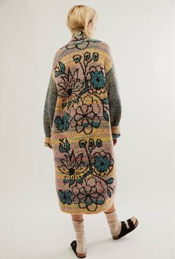 Free People Floral Knit Long Coat – Size S