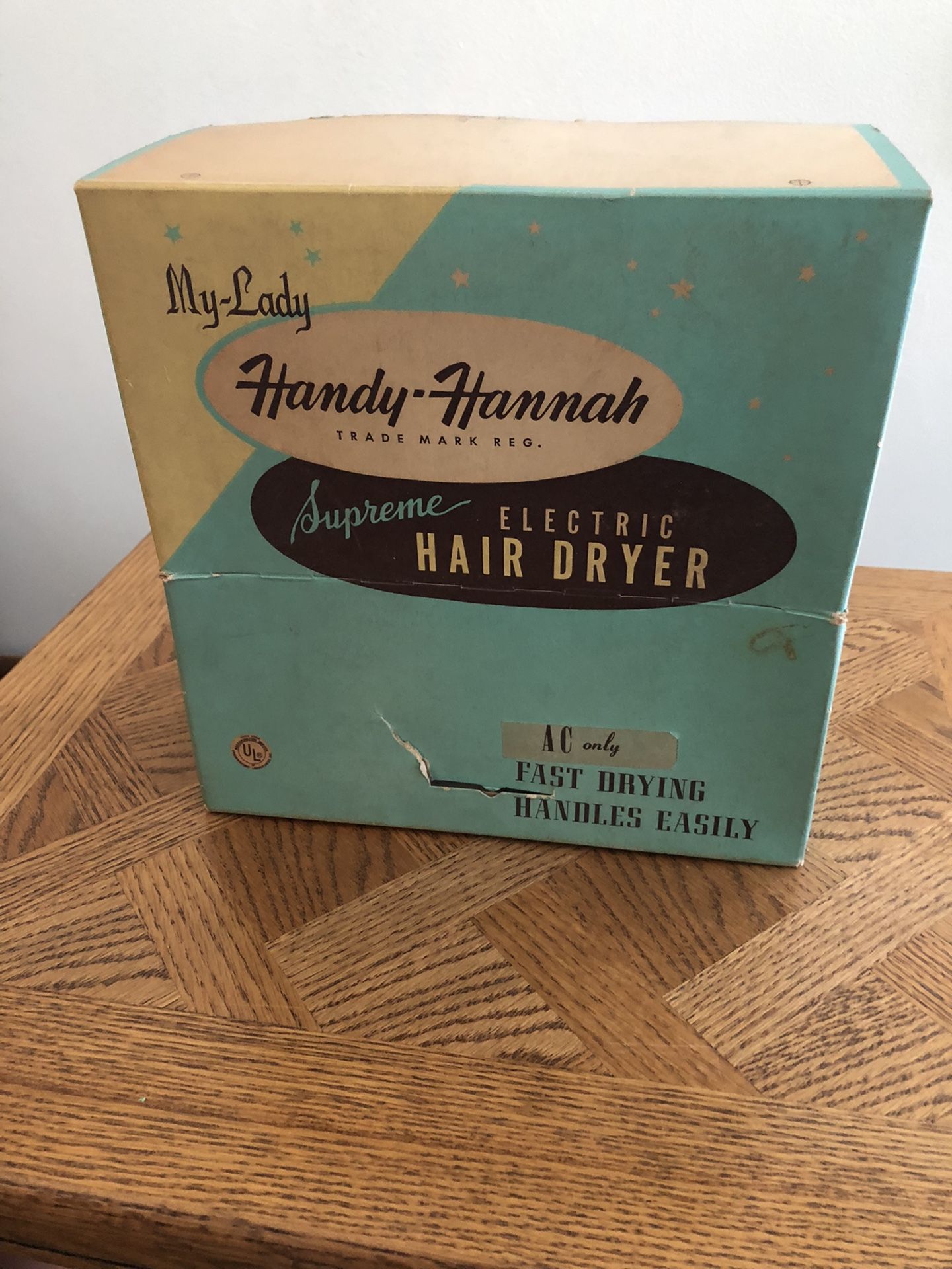 Vintage Mid-century Modern Hair Dryer 50s Handy Hannah With Stand And Box