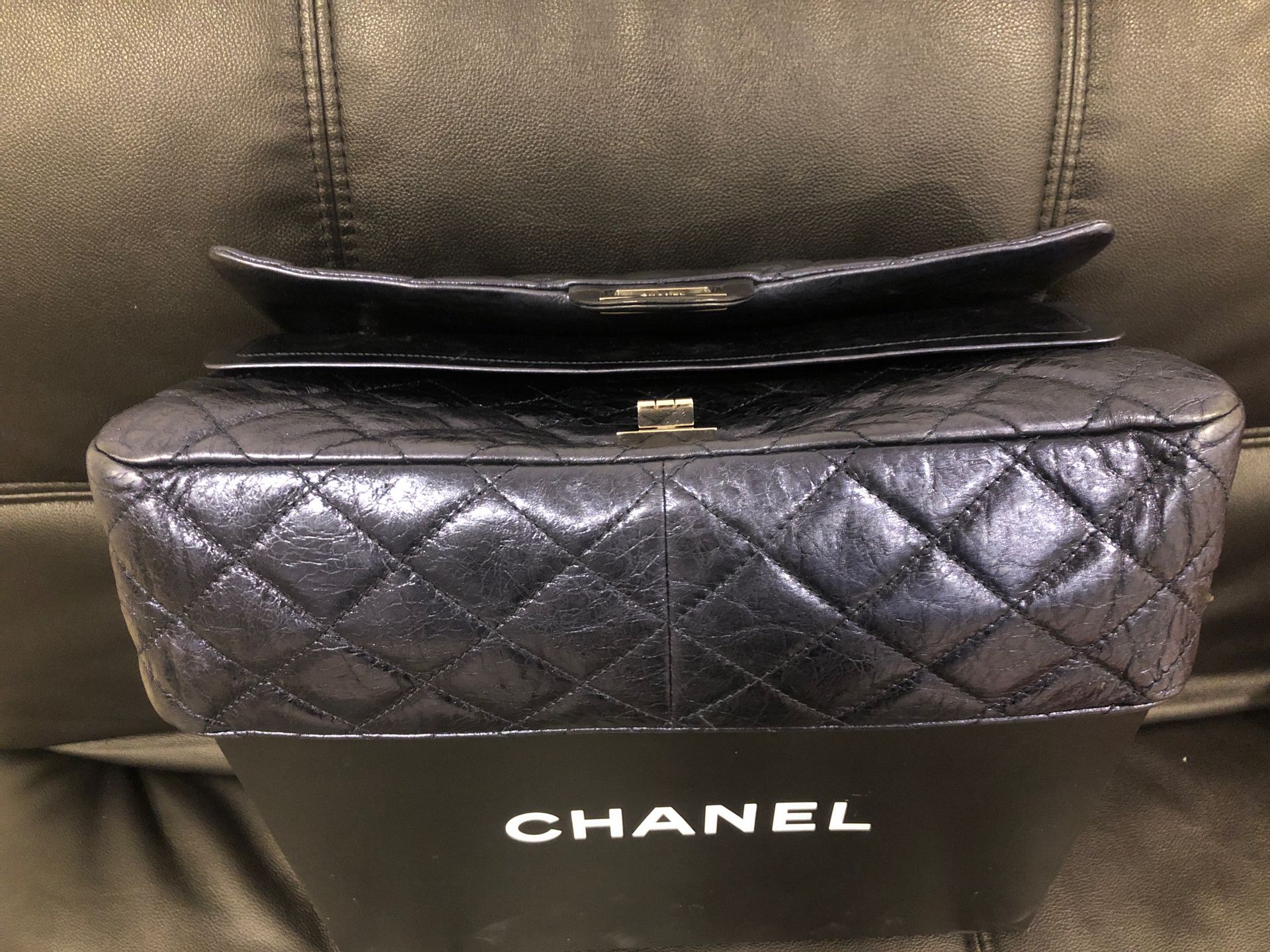 Chanel Dark Blue Quilted Lambskin Leather Classic for Sale in Baltimore, MD  - OfferUp