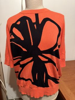 NWOT DKNY Top Knit Short Sleeve Pullover Cotton 95% Bold pink/black Size XL