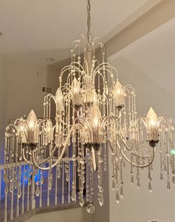 Vienna Full Spectrum Crystal Rain 33" 12-Light Crystal Chandelier