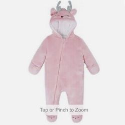 Koala Baby 1-Piece Plush Hooded Pram Suit Soft & Cozy Pink.Size 18/24 Month New!
