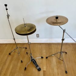 Complete drum set cymbal stands DW6000  low profile hihat pdp boom stand & G  straight Zildjian 14” crash 14” Powerbeat HH $175 cash In Ontario 91762