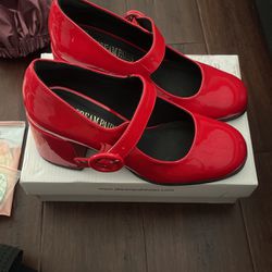Red Closed Heels/ Slip Ons 