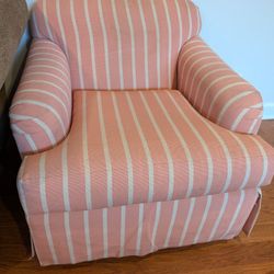 Pink Striped Upholstered Chair