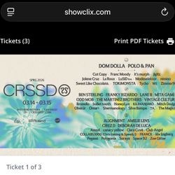 CRSSD 3 Saturday Only Tickets ($180 Each)