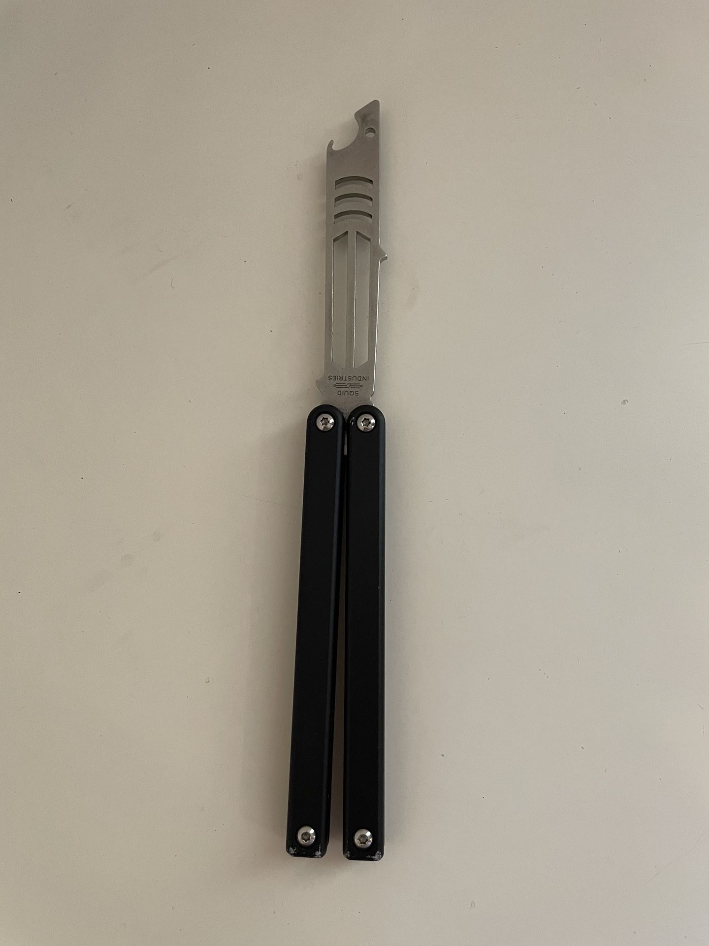 balisong butterfly knife trainer mako v3 bottle opener squid industries