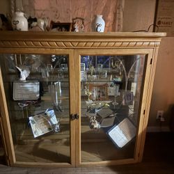 Solid Wood And Glass Showcase Entertainment Center