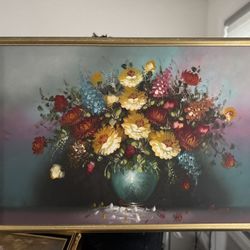 Original Robert Cox Painting- Flowers On Large Canvas
