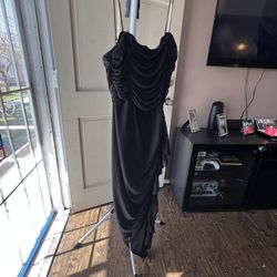 Black mesh midi dress