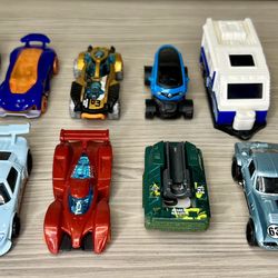 Mixed Hot Wheels & Matchbox Toy Car Lot - Porsche, Corvette, Van & Skateboard