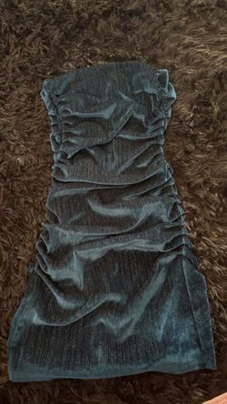 Teal Ruched Strapless Mini Dress (fashion nova)