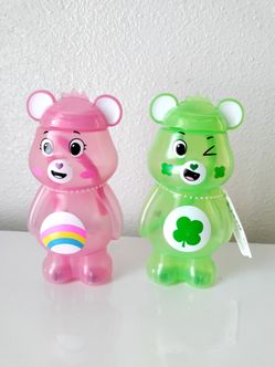 Care Bears Water Bottle Good Luck Bear & Cheer Bear 2pc Set New