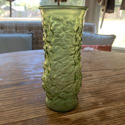 EO Brody Co USA Green Vintage Glass Textured Display Floral Vase