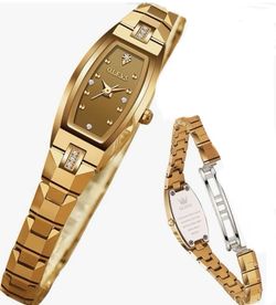 OLEVS Small Face Watches for Women Square Elegant Slim Tungsten Steel Women