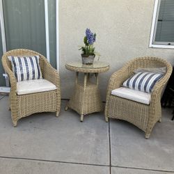 3 Pieces Wicker Chat Set Of 3 Color: Tan Need To Assemble 