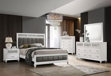 White & Grey 4pc BEDROOM SET / Juego de Cuarto Blanco 🔥🔥