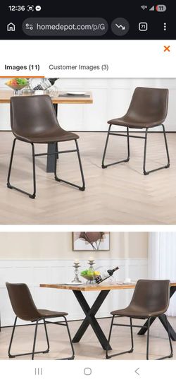 Iron Frame Faux Leather Dining Chair (Set of 4)