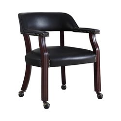 Black Leatherette Office Chair with Castors ONLY $150- SALE!