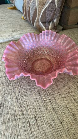 Fenton Cranberry Opalescent Hobnail Bowl