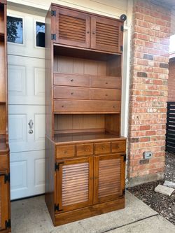 Vintage Ethan Allen Maple Hutch & Cabinet Set