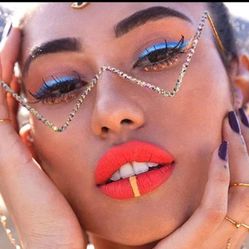 NEW - Gold Unique Rhinestone SunGlasses