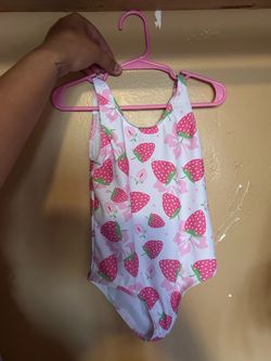 Girls Strawberry Print One-Piece Swimsuit