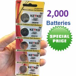 2000 Pack 3 Volt CR2016 Lithium Button Cell Battery