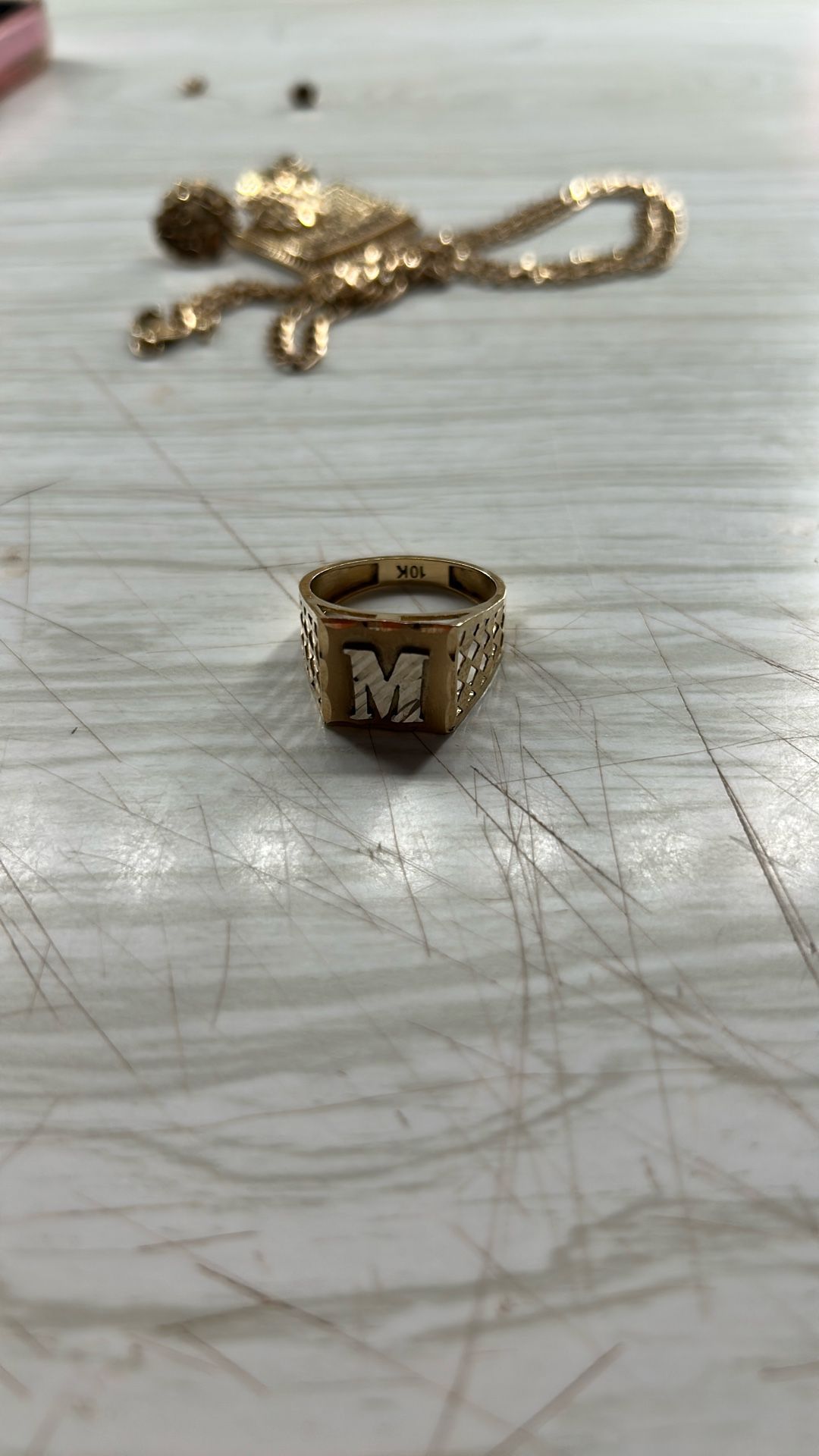 Gold M intial Ring