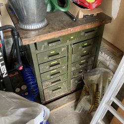 Old Steel Tool Storage Chest/Workbench