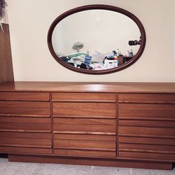 Beautiful Teak Dresser and Mirror 