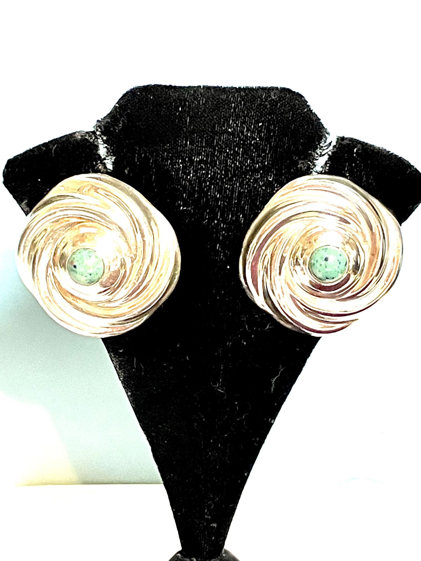 Vintage Taxco Sterling clip-on Turquoise Earrings